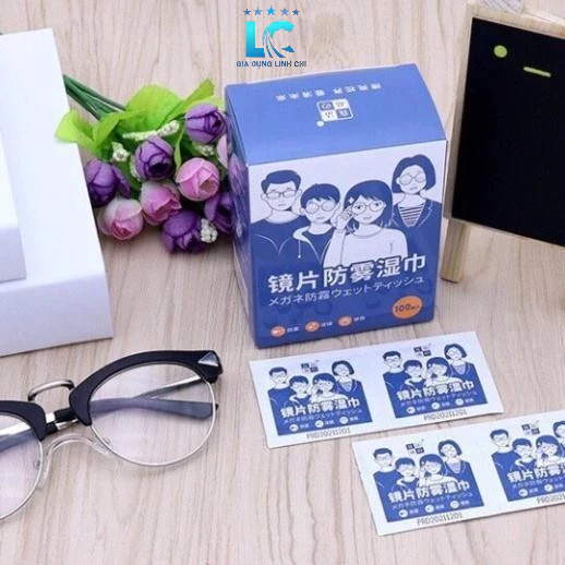 Lau kính Nano,Hộp 100 tờ khăn giấy chống bám hơi nước, giấy lau kính chống mờ sương, mồ hôi nhờn