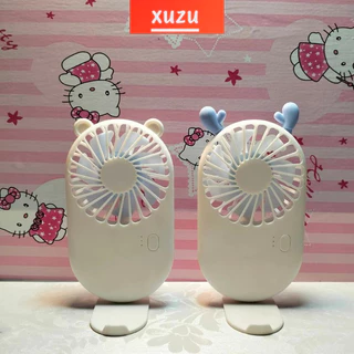 Quạt Mini Cầm Tay Giá Rẻ (Kèm Giá Đỡ Điện Thoại) Tích Điện Sừng Huơu Silicon Siêu Cute Pocket Fan