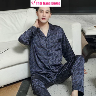 [SẴN 2024] Bộ pyjama nam dài tay phối họa tiết nổi bật vải lụa satin mềm mại, thoáng mát NG3791- Thời Trang Dương