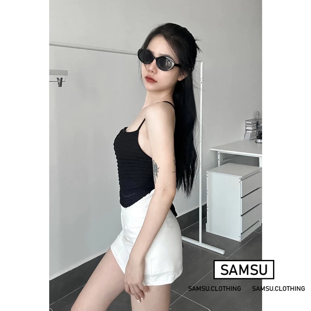 Áo cổ yếm tầng nữ chất lưới co dãn phong cách sexy Hàn Quốc mặc đi biển du dịch Samsu.clothing_saigon