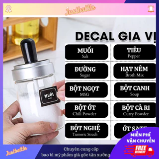 (BỘ ĐẦY ĐỦ TEM ) Nhãn dán gia vị, Decal, sticker dán phân loại gia vị, nước chấm cho gia đình, nhà hàng, quán ăn