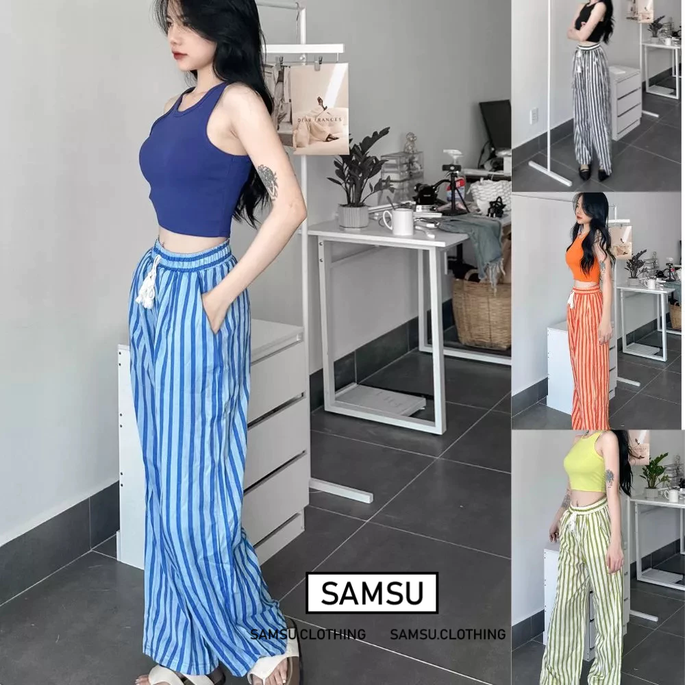 Set bộ hè áo ba lỗ phối quần ống sọc suông thời trang chất vải co dãn mát mẻ Samsu.clothing_saigon