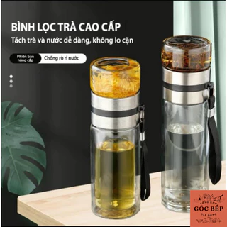 A119 BÌNH PHA TRÀ THUỶ TINH 2 LỚP GIỮ NHIỆT CÓ LÕI LỌC INOX 304, DUNG TÍCH 270ML