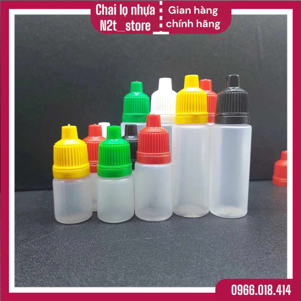 vỏ chai chiết dung dịch nhỏ giọt 5ml / 10ml / 20ml nắp khóa bảo vệ đủ màu ( set 100 lọ)