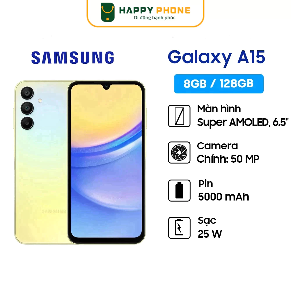 Điện thoại Samsung Galaxy A15 - Hàng chính hãng, Mới 100%, Bảo hành 12 tháng