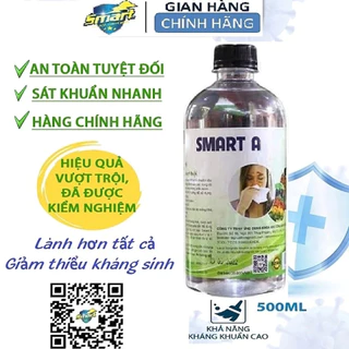 (SMART A) Dung dịch sát khuẩn - Nước anolyte - Nước muối điện hoá khử khuẩn, vệ sinh mũi họng -Chai 500ML KOSHKA HOME