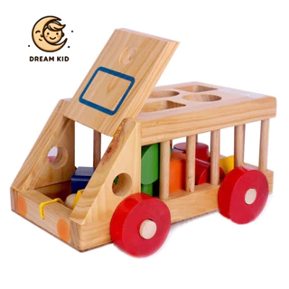 Xe thả hình khối,ô tô thả hình kéo xe gỗ Minh Thành,đồ chơi giáo dục
