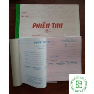 10 cuốn phiếu thu 2 liên, 10 cuốn phiếu chi 2 liên, 10 cuốn hóa đơn 2 liên 100 tờ 13x19