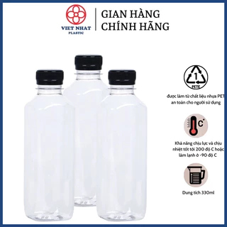 Chai nhựa 330ml vuông nắp đen (500) Việt Nhật - Việt Nhật Plastic Official