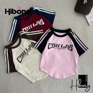 Áo Croptop Ôm Body CBX LAB Cổ Tròn Sexy Nữ, Áo Thun Raglan Vạt bầu Phối Sọc Tay Ngắn in hình sexy Chất Borip Đẹp HIBONG