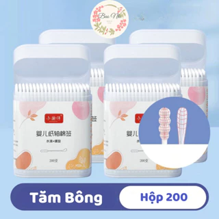 Tăm Bông Lấy Ráy Tai Cho Bé Chuyên Dụng Hộp 200 Que Tiện Lợi, Bông Tăm Cho Trẻ Sơ Sinh Cao Cấp 88450