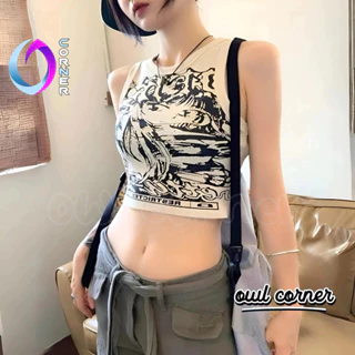 Áo Croptop Ôm Body BA LỖ TRUYỆN TRANH Chất Gân In Họa Tiết Đẹp Sexy Kiểu Nữ, Áo Thun Nữ OWL CORNER