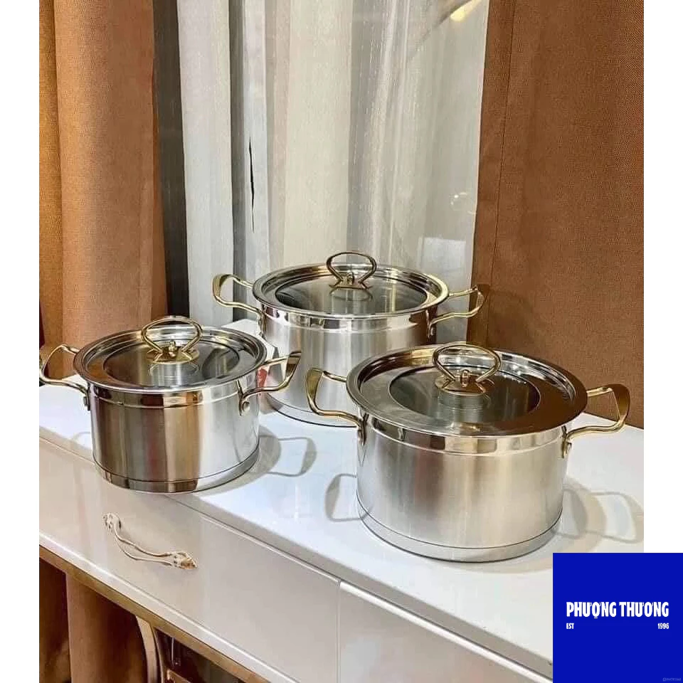 Bộ 3 Nồi Inox Cao Cấp MISU LOUIS Đáy Từ Liền Nguyên Khối 3 Đáy, Sử Dụng Mọi Loại Bếp - Hàng VNXK