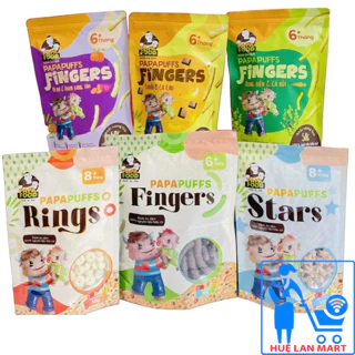 Bánh ăn dặm Papapuffs Fingers/Rings/Start đủ các vị cho bé từ 6M+/ 8M+