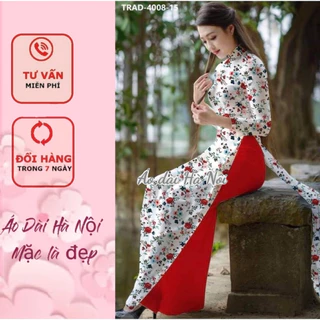 Mẫu áo dài in 3D hoa nhí màu hồng siêu dễ thương, màu trắng cực cute - Áo Dài Hà Nội