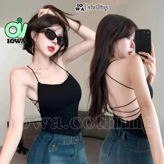 Áo Croptop Nữ HAI DÂY ĐAN DÂY LƯNG Chất Thun Gân Kiểu Sexy Có Mút Ngực, Áo Ôm Body Đẹp Tôn Dáng IOWA