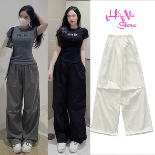 Quần Kaki Ống Rộng Nắp Túi Nam Nữ Chun Thun Cạp Cao Siêu Dài 100cm Size Đại Unisex Ulzzang - MM Hồng Nhi Store's