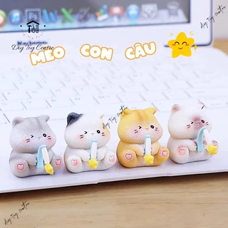 Đồ chơi quà tặng mini, phụ kiện tang trí, phụ kiện xe cute tượng mô hình mèo con siêu cấp đáng yêu MÈO CON CÂU SAO