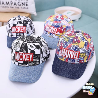 Mũ lưỡi trai cho bé trai nón cho bé trai bé gái 3-8 tuổi trẻ em thời trang họa tiết hoạt hình (Mũ Marvel-Mickey)