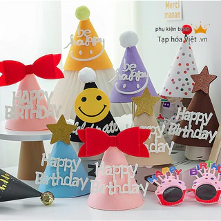 [Mũ Nỉ] Mũ sinh nhật 3D phong cách Hàn Quốc xinh xắn, nón sinh nhật Happy Birthday Trang Trí Sinh Nhật