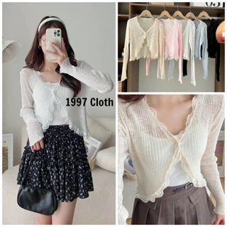 Áo khoác len cardigan đi biển mỏng cỏ bèo điệu dáng croptop 1 cúc ( khuy) dáng Hàn Quốc loại 1