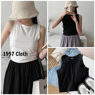 Áo Ba Lỗ Nữ Cổ Tròn Cotton Sát Nách Không Tay Dáng Ôm Tank Top Vải Thun Co Giãn Tốt