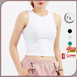 Áo croptop Choosee ba lỗ nữ cổ cao cotton sát nách không tay kiểu ôm body tank top vải thun co giãn tốt CHS206