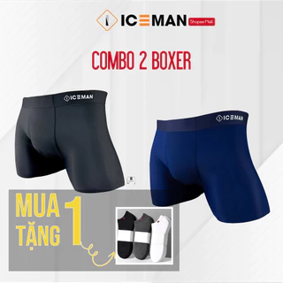 Combo 2 quần sịp nam boxer SLIT polyester công nghệ không đường may ICEMAN