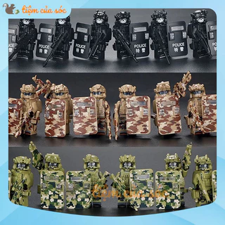 Combo 8 nhân vật SWAT vũ trang đồ chơi minifigures mô hình lực lượng tinh nhuệ ghost