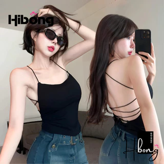 Áo Croptop HAI DÂY ĐAN DÂY LƯNG Có Mút Ngực Ôm Body Nữ, Áo Thun Crt Kiểu Sexy Chất Gân Đẹp- HIBONG