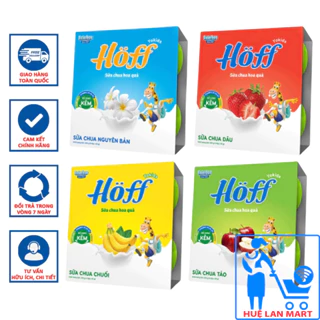 Lốc 4 hộp Sữa chua hoa quả Hoff hương chuối/ táo/ dâu/ nguyên bản 220g