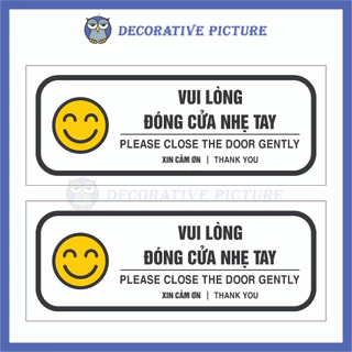 Bộ 2 Biển Nhắc Nhở Vui Lòng Đóng Cửa Nhẹ Tay - Please Close The Door Gently