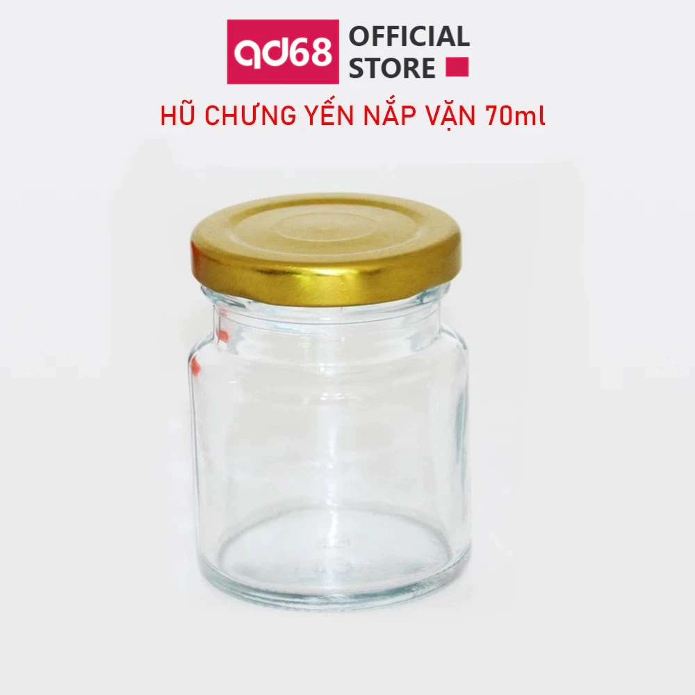 [LOẠI 1] 5 Hũ chưng yến thủy tinh tròn 70ml nắp thiếc đựng yến, sữa chua chất liệu an toàn