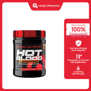 Bột tăng sức mạnh Scitec Nutrition Pre-workout Hot Blood Hardcore, (30 Servings) nhập khẩu Châu Âu - Gymstore