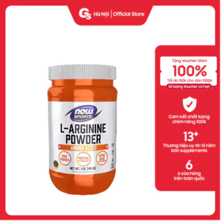 Bột NOW L-Arginine Powder, 1 Lb. (100 Servings) - Cải thiện hiệu suất luyện tập nhập khẩu Mỹ - Gymstore