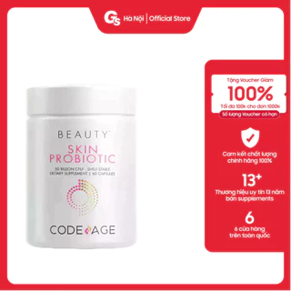 Hàng công ty | Viên lợi khuẩn, đẹp da CodeAge Skin Probiotic, 60 Capsules | Made in USA | GYMSTORE