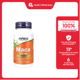 Viên uống hỗ trợ sinh lý nam nữ Now Maca 500mg Reproductive Health nhập khẩu Mỹ - Gymstore