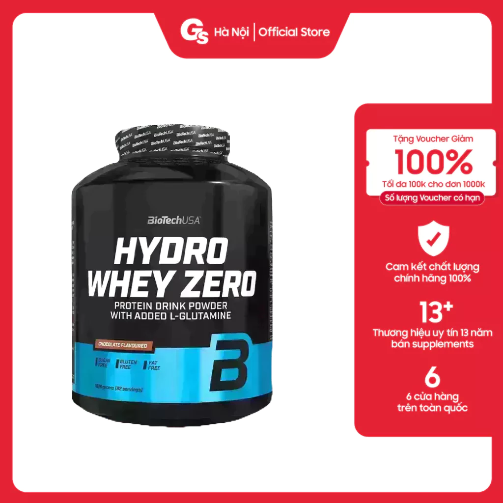 Sữa tăng cơ BioTechUSA Hydro Whey Zero, 4 Lbs (1,816 Kg) nhập khẩu Mỹ - Gymstore