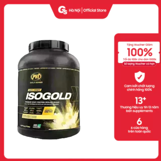 Sữa tăng cơ PVL ISO Gold Premium Isolate 100% Whey Protein Powder with Probiotic, 5Lbs (2.27kg) nhập khẩu Canada