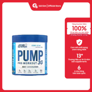 Bột tăng cơ Applied PUMP 3G Pre-Workout Caffein Free (50 muỗng) nhập khẩu Anh - Gymstore không caffeine