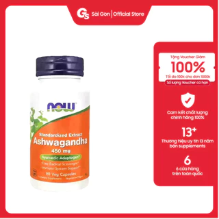 Viên uống nhân sâm Now Ashwagandha, 450mg (90 viên) nhập khẩu Mỹ