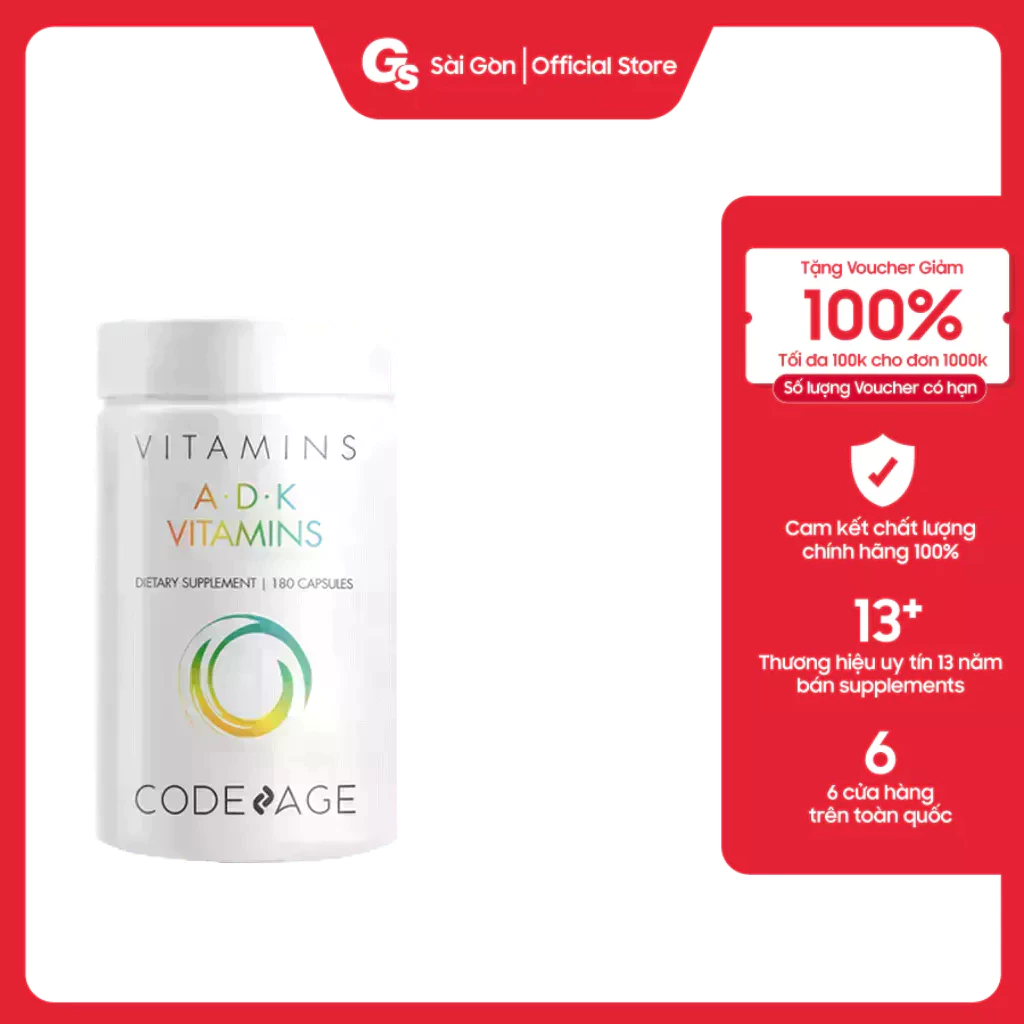 Viên uống CodeAge ADK Vitamins, 180 (viên) nhập khẩu Mỹ - Gymstore