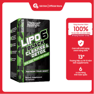 Viên uống giảm mỡ Nutrex Lipo 6 Black Cleanse & Detox, (60 Capsules) nhập khẩu Mỹ - Gymstore