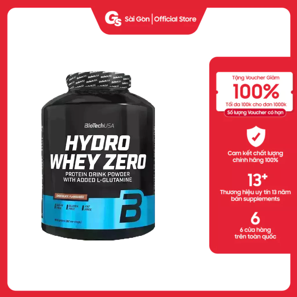 Sữa tăng cơ BiotechUSA Hydro Whey Zero 4 Lbs (1,816 Kg) nhập khẩu Mỹ - Gymstore tăng sinh nhiệt, giảm mỡ