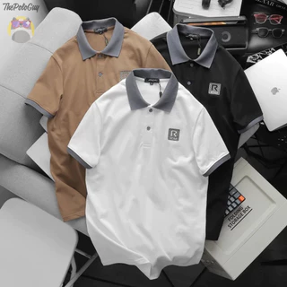 [Có Bigsize] Áo Polo Cổ Trụ Nam Trơn MEN R Logo Thêu, Áo Thun Có Cổ Vải Cotton Mịn Dệt Gân Nhỏ