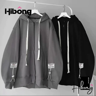 Áo Khoác Nỉ Hoodie NỈ DÂY LỚN XX Form Rộng  Zip Trơn Nam Nữ BASIC Ulzzang - HIBONG