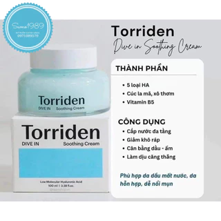 Kem dưỡng da cấp ẩm, phục hồi Torriden DIVE-IN Soothing Cream 100ml