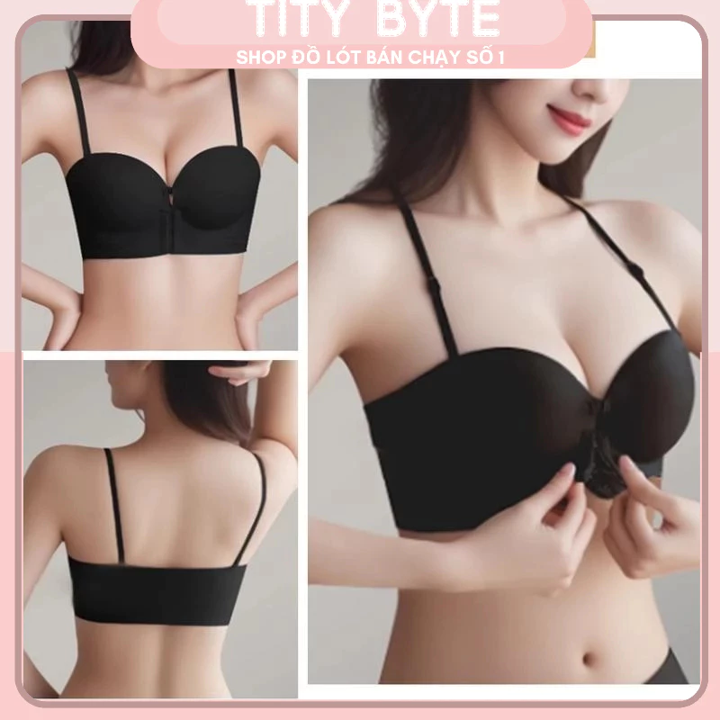 Áo Lót Áo Ngực Không Dây Cài Trước Bra Nữ Mút Dày 4cm Không Gọng Nâng Ngực Tạo Khe Bảng To Che Mỡ Lưng -- 240201