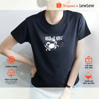 Áo thun nữ baby tee, áo thun cotton NGANG NHƯ CUA đen Tshirt -  Lew Lew