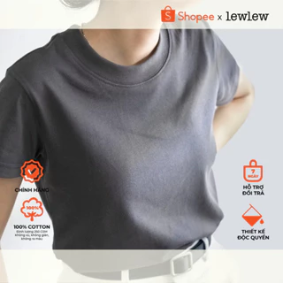 Áo thun nữ baby tee, áo thun trơn cotton BASIC TEE Xám đen Tshirt -  Lew Lew